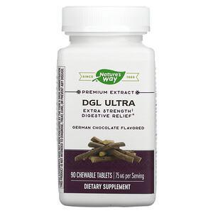 Nature's Way, DGL Ultra, Extra Strength Digestive Relief, German Chocolate, 75 mg, 90 Chewable Tablets - HealthCentralUSA