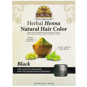 Okay Pure Naturals, Herbal Henna Natural Hair Color, Black, 2 oz (56.7 g) - HealthCentralUSA