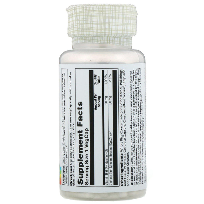 Solaray, OptiZinc, 30 mg, 60 VegCaps - HealthCentralUSA