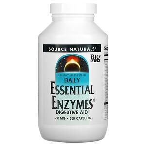 Source Naturals, Daily Essential Enzymes, Digestive Aid, 500 mg, 360 Capsules - HealthCentralUSA