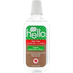 Hello, Kids Rinse, Fluoride Free + No Alcohol, Organic Watermelon Flavor, 16 fl oz (473 ml) - HealthCentralUSA