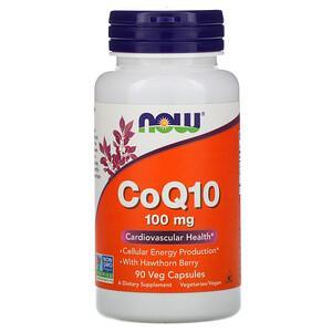 Now Foods, CoQ10 with Hawthorn Berry, 100 mg, 90 Veg Capsules - HealthCentralUSA