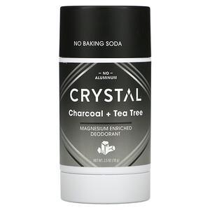 Crystal Body Deodorant, Magnesium Enriched Deodorant, Charcoal + Tea Tree, 2.5 oz (70 g) - HealthCentralUSA
