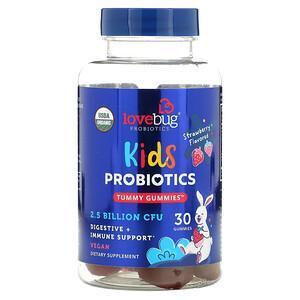 LoveBug Probiotics, Kids Probiotics, Tummy Gummies, Strawberry, 2.5 Billion CFU, 30 Gummies - HealthCentralUSA