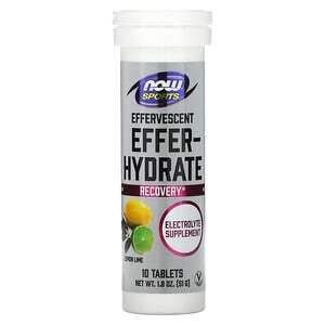 Now Foods, Sports, Effer-Hydrate, Lemon Lime, 10 Tablets, 1.8 oz (51 g) - HealthCentralUSA