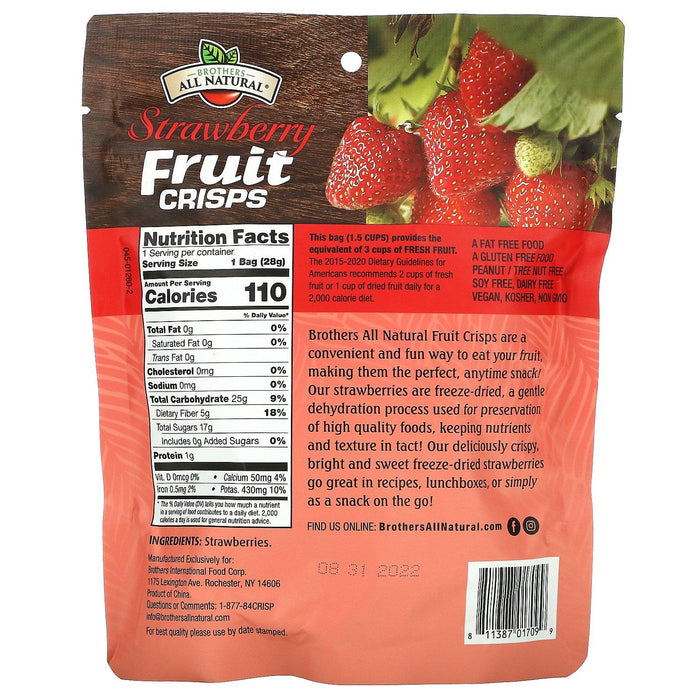 Brothers-All-Natural, Fruit Crisps, Strawberries, 1 oz (28 g) - HealthCentralUSA