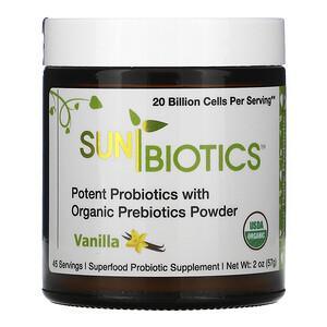 Sunbiotics, Potent Probiotics with Organic Prebiotics Powder, Vanilla, 2 oz (57 g) - HealthCentralUSA