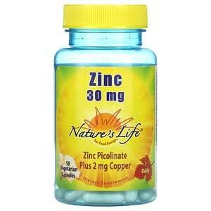 Nature's Life, Zinc, 30 mg, 50 Vegetarian Capsules - HealthCentralUSA