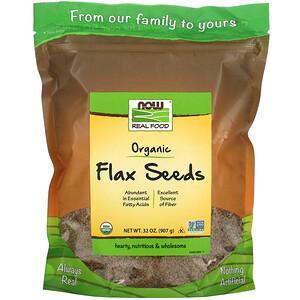Now Foods, Real Food, Organic Flax Seeds, 32 oz (907 g) - HealthCentralUSA