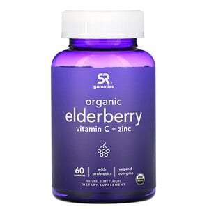 Sports Research, Organic Elderberry, Vitamin C + Zinc, Natural Berry Flavors, 60 Gummies - HealthCentralUSA