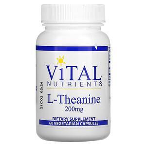 Vital Nutrients, L- Theanine, 200 mg, 60 Vegetarian Capsules - HealthCentralUSA
