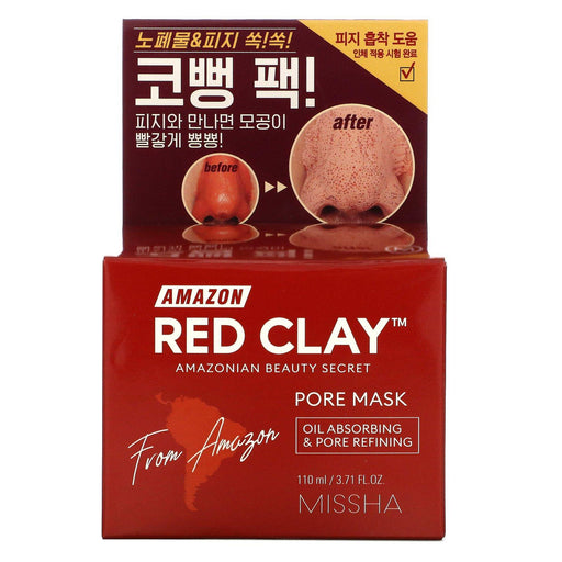 Missha, Amazon Red Clay, Pore Beauty Mask, 3.71 fl oz (110 ml) - HealthCentralUSA