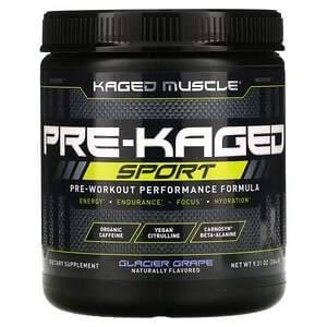 Kaged Muscle, PRE-KAGED Sport, Pre-Workout Performance Formula, Glacier Grape, 9.31 oz (264 g) - HealthCentralUSA