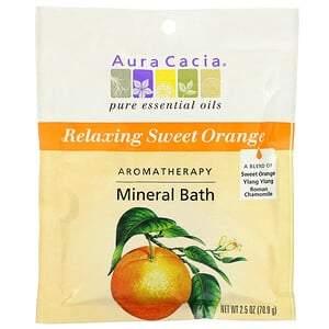 Aura Cacia, Aromatherapy Mineral Bath, Relaxing Sweet Orange, 2.5 oz (70.9 g) - HealthCentralUSA