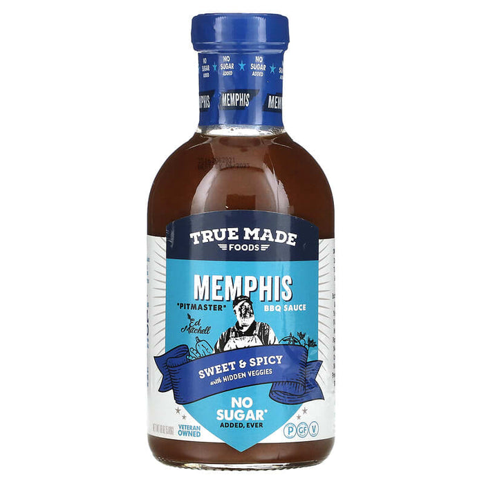 True Made Foods, Memphis BBQ Sauce, Sweet & Spicy with Hidden Veggies, 18 oz (510 g)