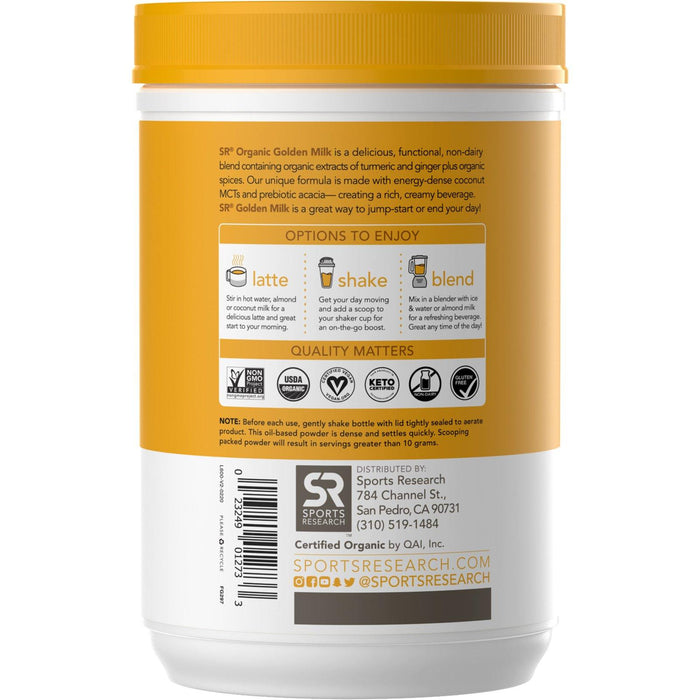 Sports Research, Golden Milk with Turmeric & Ginger, 10.6 oz (300 g) - HealthCentralUSA