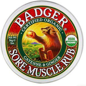 Badger Company, Organic, Sore Muscle Rub, Cayenne & Ginger, 2 oz (56 g) - HealthCentralUSA