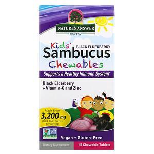 Nature's Answer, Kid's Sambucus Chewables, Black Elderberry, 45 Chewable Tablets - HealthCentralUSA