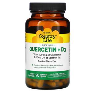 Country Life, Quercetin + D3, 90 Vegetarian Capsules - HealthCentralUSA