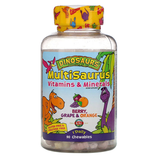 KAL, MultiSaurus, Vitamins & Minerals, Berry, Grape & Orange, 90 Chewables - HealthCentralUSA