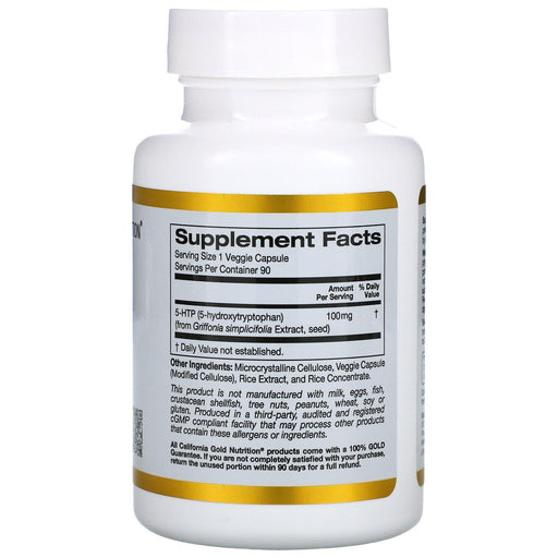 California Gold Nutrition, 5-HTP, Mood Support, Griffonia Simplicifolia Extract from Switzerland, 100 mg, 90 Veggie - HealthCentralUSA
