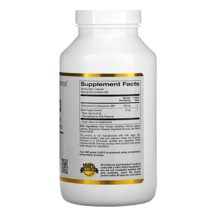 California Gold Nutrition, CoQ10 USP with Bioperine, 100 mg, 360 Veggie Capsules - HealthCentralUSA