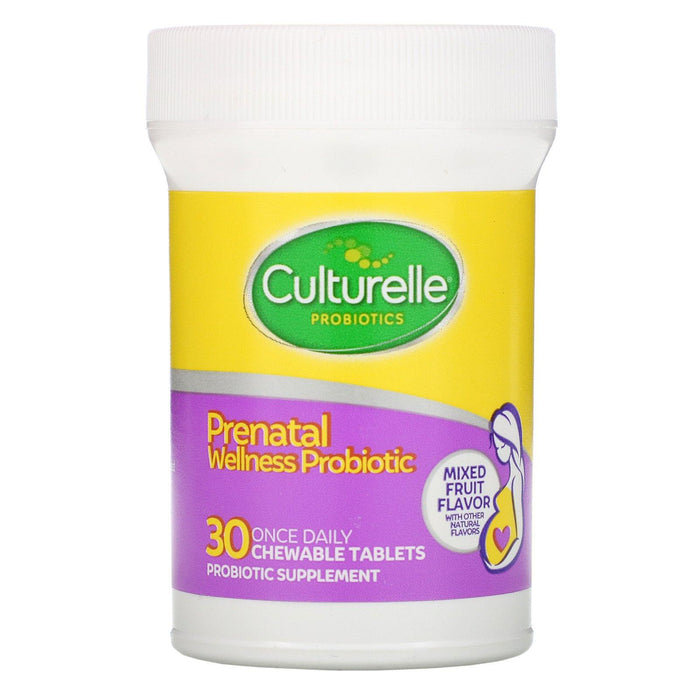 Culturelle, Probiotics, Prenatal Wellness Probiotic, Mixed Fruit Flavor, 30 Once Daily Chewable Tablets - HealthCentralUSA