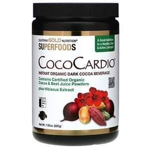 California Gold Nutrition, CocoCardio, Certified Organic Instant Dark Cocoa Beverage with Beet Juice & Hibiscus, 7.93 oz. (225 g) - HealthCentralUSA