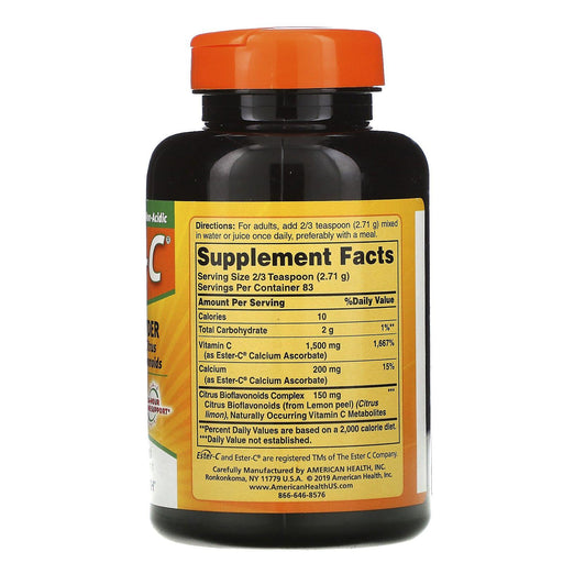 American Health, Ester-C, Powder with Citrus Bioflavonoids, 8 oz (226.8 g) - HealthCentralUSA
