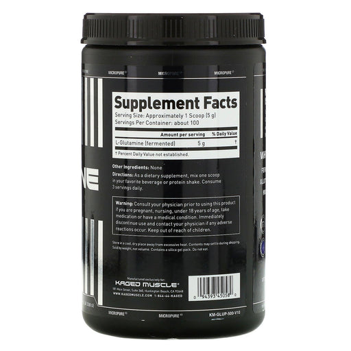 Kaged Muscle, Glutamine, Unflavored, 1.1 lbs (500 g) - HealthCentralUSA