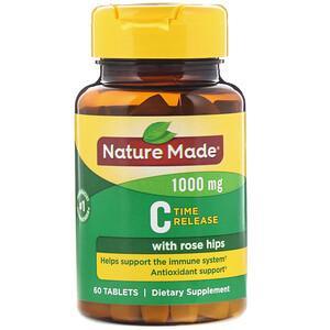 Nature Made, Vitamin C with Rose Hips, Time Release, 1,000 mg, 60 Tablets - HealthCentralUSA