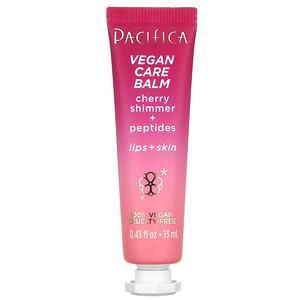 Pacifica, Vegan Care Balm, Cherry Shimmer + Peptides, Lips + Skin, 0.43 fl oz (13 ml) - HealthCentralUSA