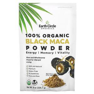 Earth Circle Organics, 100% Organic Black Maca Powder, 8 oz (226.7 g) - HealthCentralUSA
