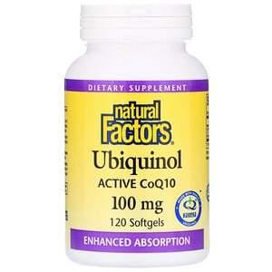 Natural Factors, Ubiquinol, QH Active CoQ10, 100 mg, 120 Softgels - HealthCentralUSA