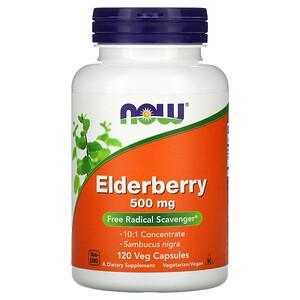 Now Foods, Elderberry, 500 mg, 120 Veg Capsules - HealthCentralUSA