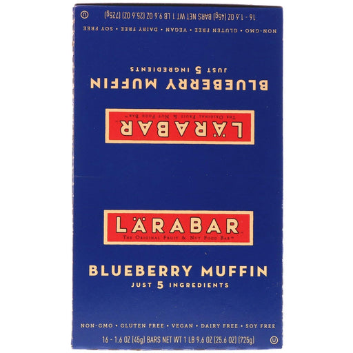 Larabar, The Original Fruit & Nut Food Bar, Blueberry Muffin, 16 Bars, 1.6 oz (45 g) Each - HealthCentralUSA