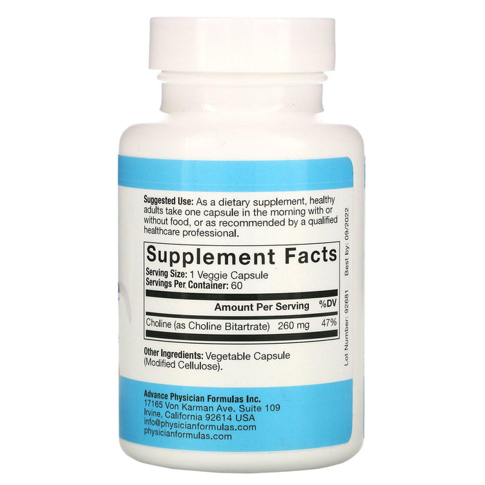 Advance Physician Formulas, Choline Bitartrate, 650 mg, 60 Vegetable Capsules - HealthCentralUSA