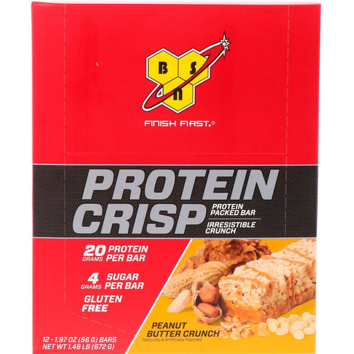 BSN, Protein Crisp, Peanut Butter Crunch Flavor, 12 Bars, 1.97 oz (56 g) Each - HealthCentralUSA