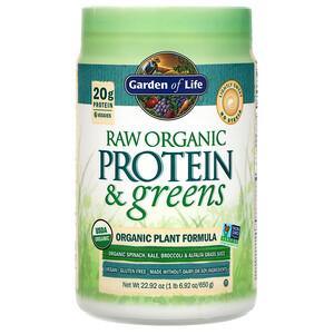 Garden of Life, RAW Protein & Greens, Organic Plant Formula, Lightly Sweet, 22.92 oz (650 g) - HealthCentralUSA