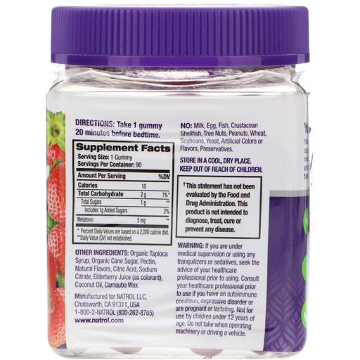 Natrol, Gummies, Melatonin, Strawberry, 5 mg, 90 Count - HealthCentralUSA