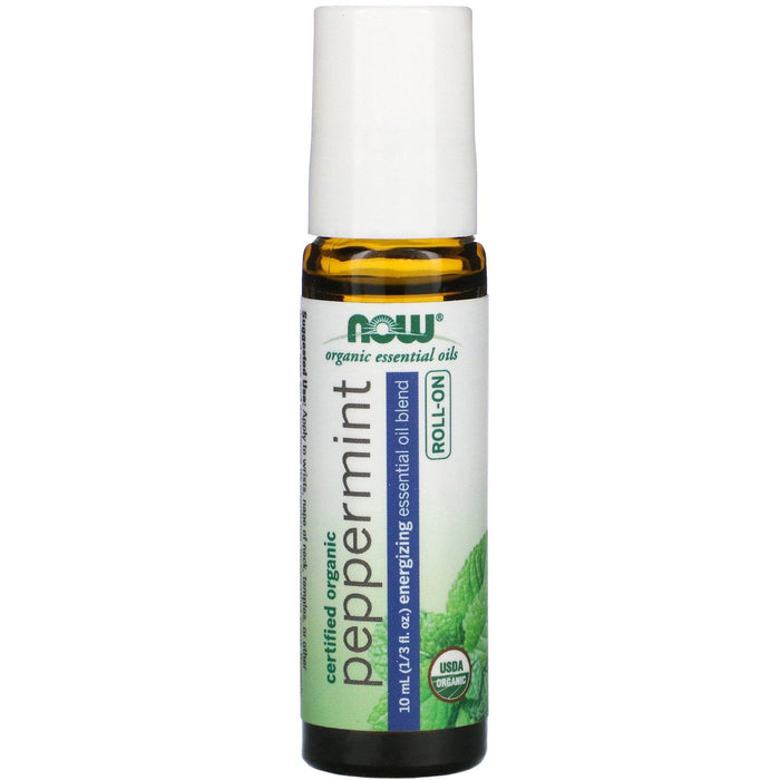 Now Foods, Certified Organic Peppermint Roll-On, 1/3 fl oz (10 ml) - HealthCentralUSA