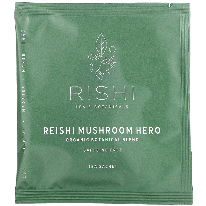 Rishi Tea, Organic Botanical Blend, Reishi Mushroom Hero, 15 Sachets, 1.64 oz (46.5 g) - HealthCentralUSA