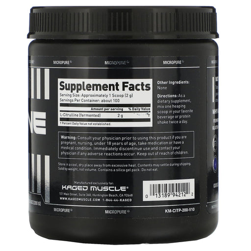 Kaged Muscle, Citrulline, Unflavored, 7.05 oz (200 g) - HealthCentralUSA