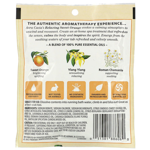 Aura Cacia, Aromatherapy Mineral Bath, Relaxing Sweet Orange, 2.5 oz (70.9 g) - HealthCentralUSA