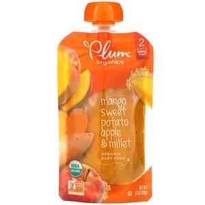 Plum Organics, Organic Baby Food, Stage 2, Mango, Sweet Potato Apple & Millet, 3.5 oz (99 g) - HealthCentralUSA