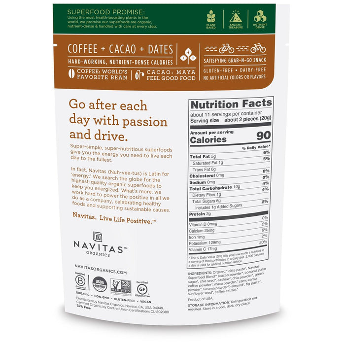 Navitas Organics, Organic Power Snacks, Coffee Cacao, 8 oz (227 g) - HealthCentralUSA