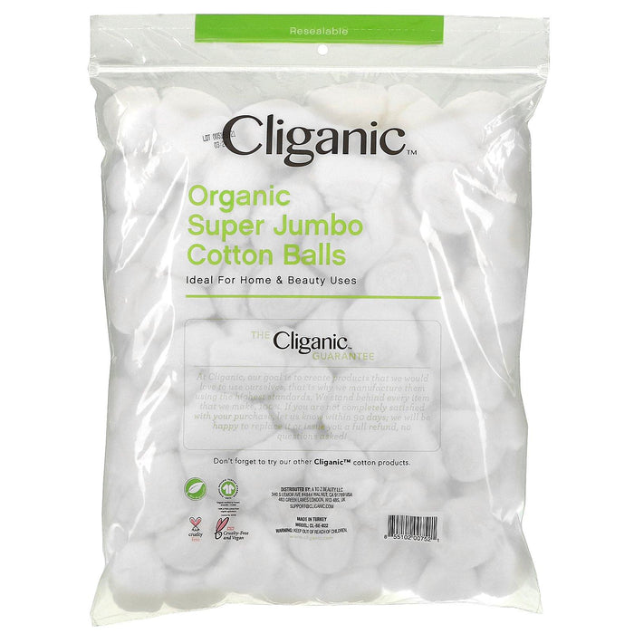 Cliganic, Organic Super Jumbo Cotton Balls, 100 Count - HealthCentralUSA